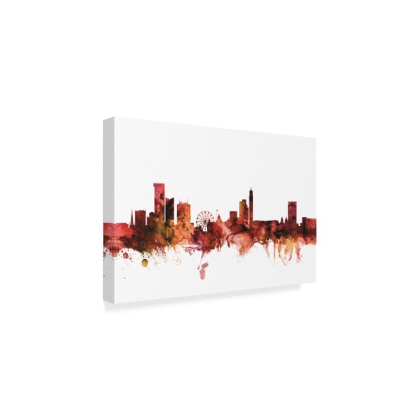 Michael Tompsett 'Birmingham England Skyline Red' Canvas Art,12x19
